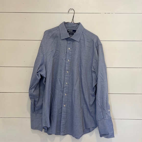 Polo Ralph Lauren‎ Philip 100% Cotton Blue Button Down Shirt 17.5-34 - Picture 1 of 6